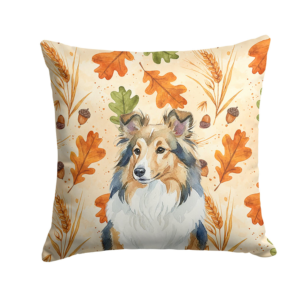 Sable Sheltie Heirloom Fall Decorative Throw Pillow 14x14 Indoor Outdoor Accent Cushion, Fabric Cover with Insert for Sofa, Bed, Porch & Living Room