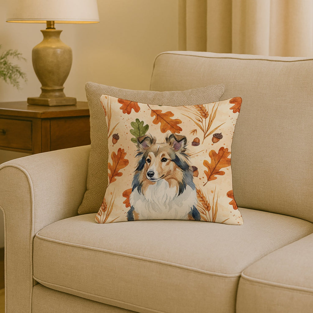 Sable Sheltie Heirloom Fall Decorative Throw Pillow 18x18 Indoor Outdoor Accent Cushion, Fabric Cover with Insert for Sofa, Bed, Porch & Living Room