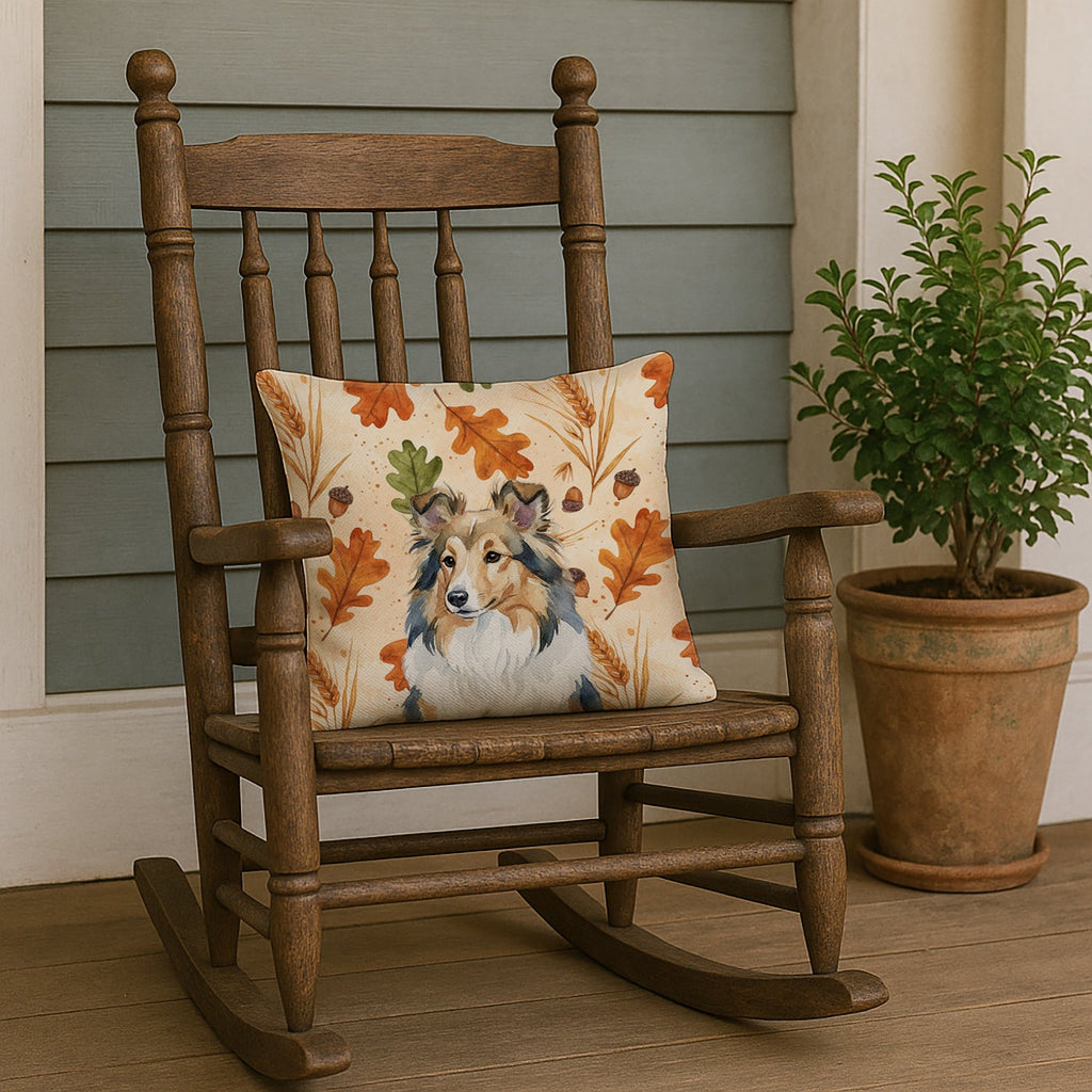Sable Sheltie Heirloom Fall Decorative Throw Pillow 18x18 Indoor Outdoor Accent Cushion, Fabric Cover with Insert for Sofa, Bed, Porch & Living Room