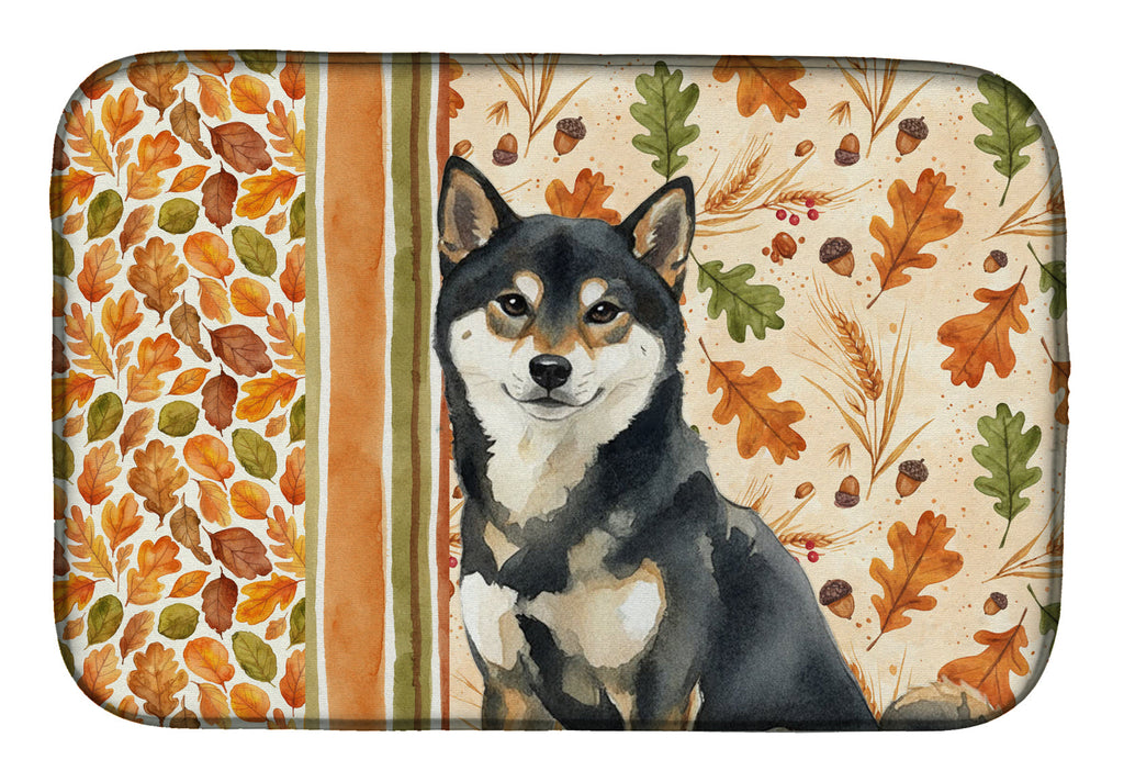 Black and Tan Shiba Inu Heirloom Fall Dish Drying Mat Absorbent Dish Drying Mat Pad for Kitchen Counter Dish Drainer Mat for Countertop, 14 x 21", Multicolor