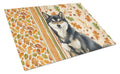 Black and Tan Shiba Inu Heirloom Fall Cutting Board Tempered Glass Kitchen Cutting Surface, Heat Resistant Chopping, Non-Slip Feet, Food Prep & Serving
