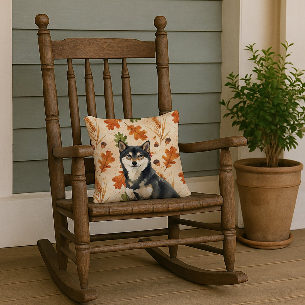 Black and Tan Shiba Inu Heirloom Fall Decorative Throw Pillow 14x14 Indoor Outdoor Accent Cushion, Fabric Cover with Insert for Sofa, Bed, Porch & Living Room