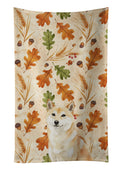 Cream Shiba Inu Heirloom Fall Kitchen Towel Velour Plush Front and Cotton Loop Back Machine Washable