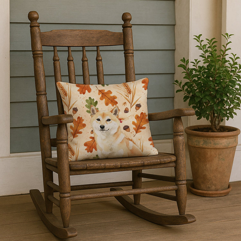 Cream Shiba Inu Heirloom Fall Decorative Throw Pillow 18x18 Indoor Outdoor Accent Cushion, Fabric Cover with Insert for Sofa, Bed, Porch & Living Room