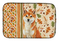 Red Shiba Inu Heirloom Fall Dish Drying Mat Absorbent Dish Drying Mat Pad for Kitchen Counter Dish Drainer Mat for Countertop, 14 x 21", Multicolor