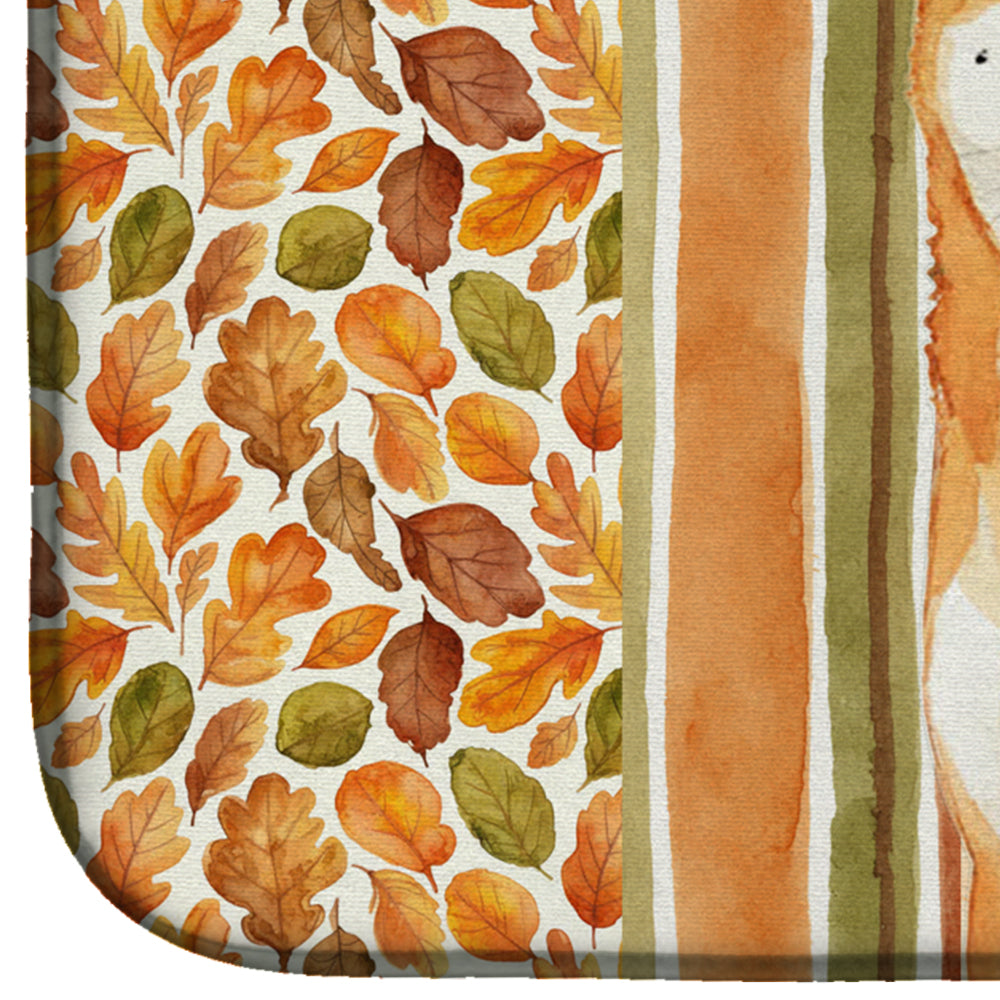 Red Shiba Inu Heirloom Fall Dish Drying Mat Absorbent Dish Drying Mat Pad for Kitchen Counter Dish Drainer Mat for Countertop, 14 x 21", Multicolor