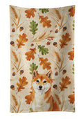 Red Shiba Inu Heirloom Fall Kitchen Towel Velour Plush Front and Cotton Loop Back Machine Washable