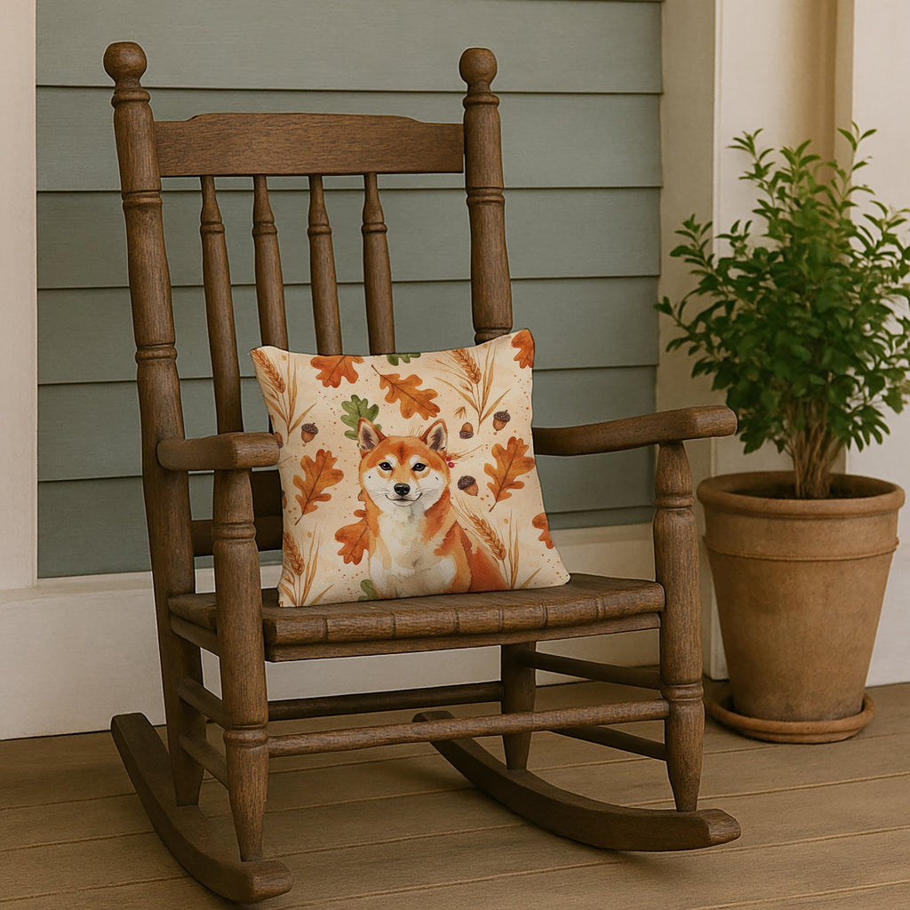 Red Shiba Inu Heirloom Fall Decorative Throw Pillow 14x14 Indoor Outdoor Accent Cushion, Fabric Cover with Insert for Sofa, Bed, Porch & Living Room