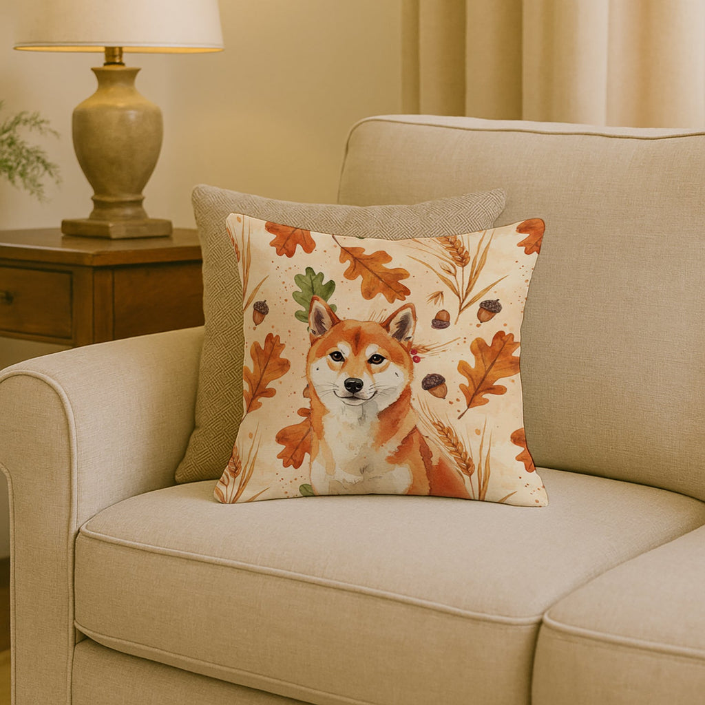 Red Shiba Inu Heirloom Fall Decorative Throw Pillow 18x18 Indoor Outdoor Accent Cushion, Fabric Cover with Insert for Sofa, Bed, Porch & Living Room