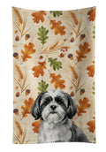 Black and White Shih Tzu Heirloom Fall Kitchen Towel Velour Plush Front and Cotton Loop Back Machine Washable