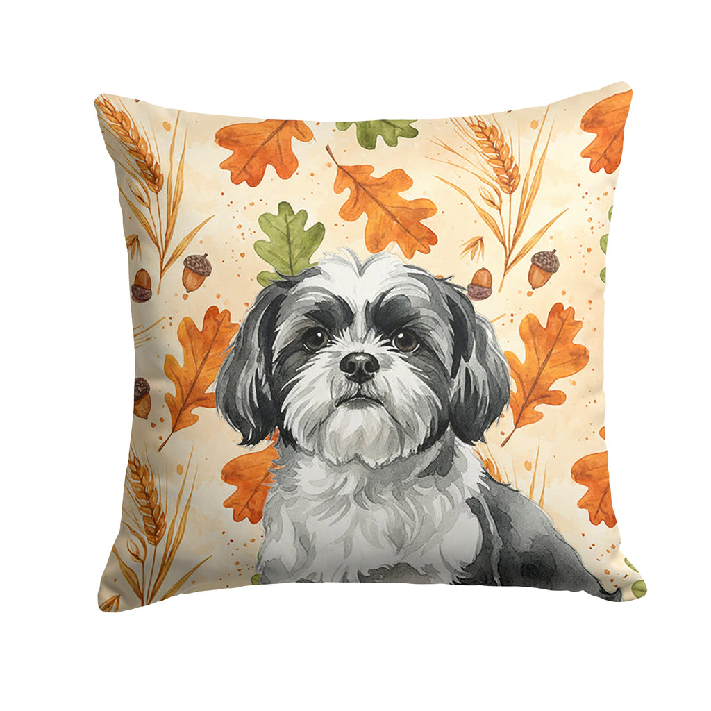 Black and White Shih Tzu Heirloom Fall Decorative Throw Pillow 18x18 Indoor Outdoor Accent Cushion, Fabric Cover with Insert for Sofa, Bed, Porch & Living Room