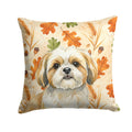 Gold and White Shih Tzu Heirloom Fall Decorative Throw Pillow 18x18 Indoor Outdoor Accent Cushion, Fabric Cover with Insert for Sofa, Bed, Porch & Living Room