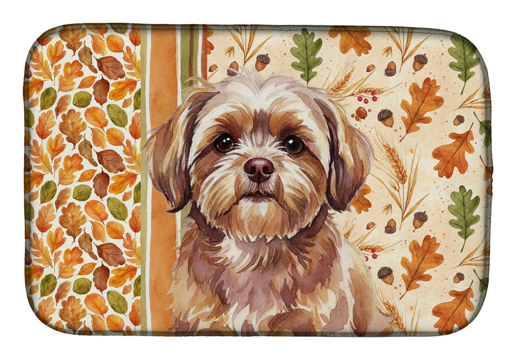 Liver Shih Tzu Heirloom Fall Dish Drying Mat Absorbent Dish Drying Mat Pad for Kitchen Counter Dish Drainer Mat for Countertop, 14 x 21", Multicolor