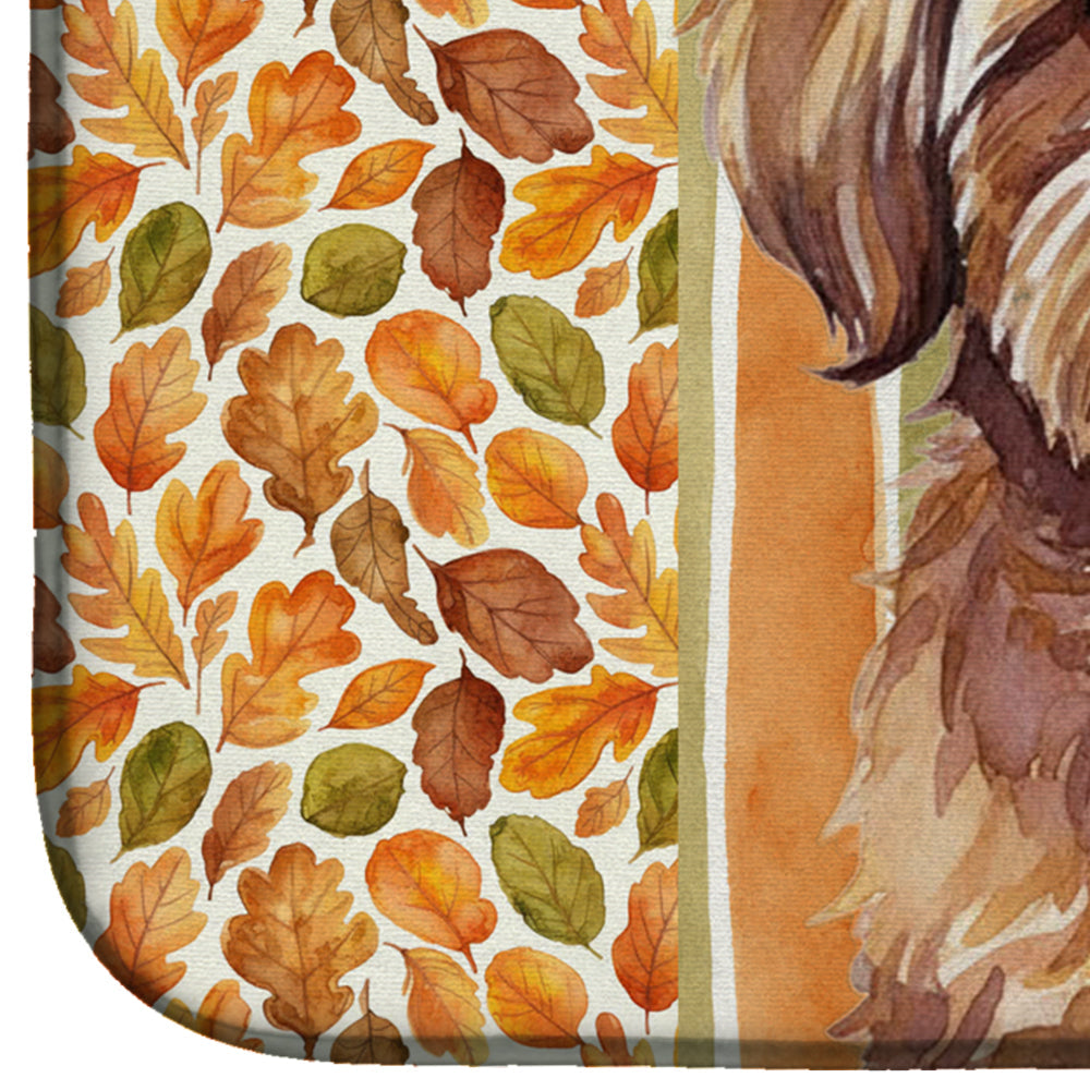 Liver Shih Tzu Heirloom Fall Dish Drying Mat Absorbent Dish Drying Mat Pad for Kitchen Counter Dish Drainer Mat for Countertop, 14 x 21", Multicolor