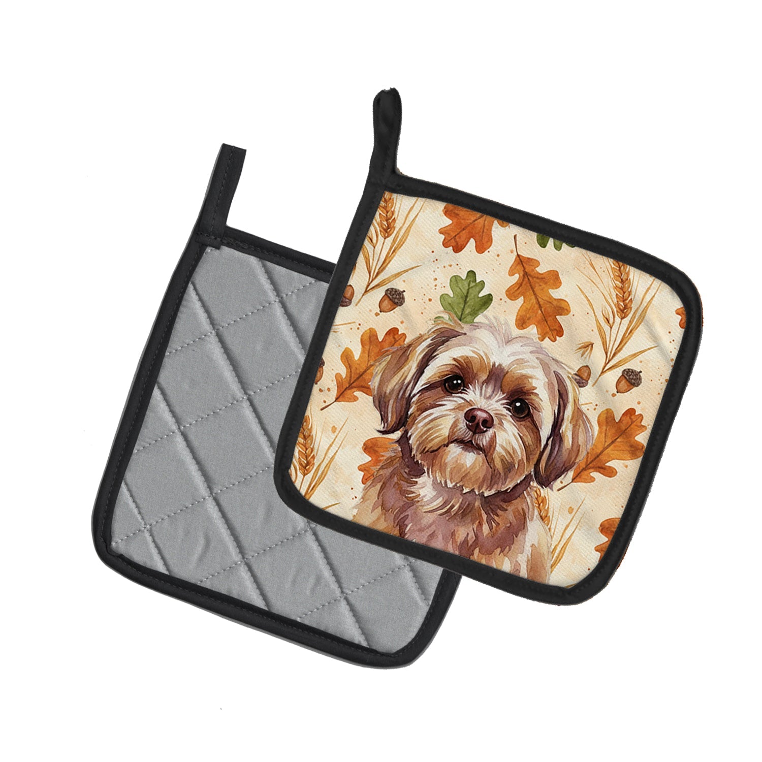 Liver Shih Tzu Heirloom Fall Pot Holder Set of 2 Heat Resistant Quilted Hot Pads 7.5 x 7.5 Inch, Insulated Kitchen Trivets for Cooking & Baking
