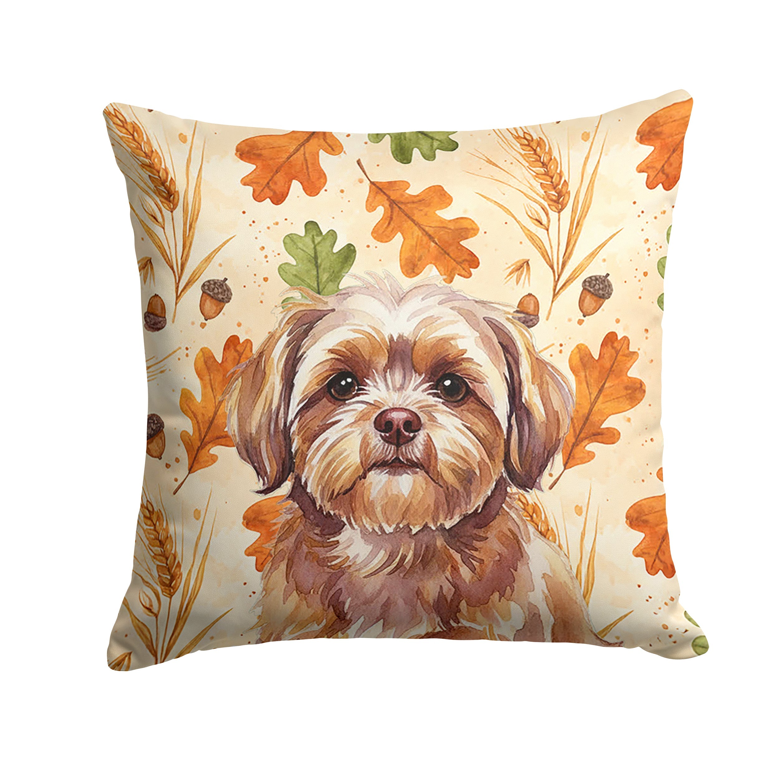 Liver Shih Tzu Heirloom Fall Decorative Throw Pillow 14x14 Indoor Outdoor Accent Cushion, Fabric Cover with Insert for Sofa, Bed, Porch & Living Room
