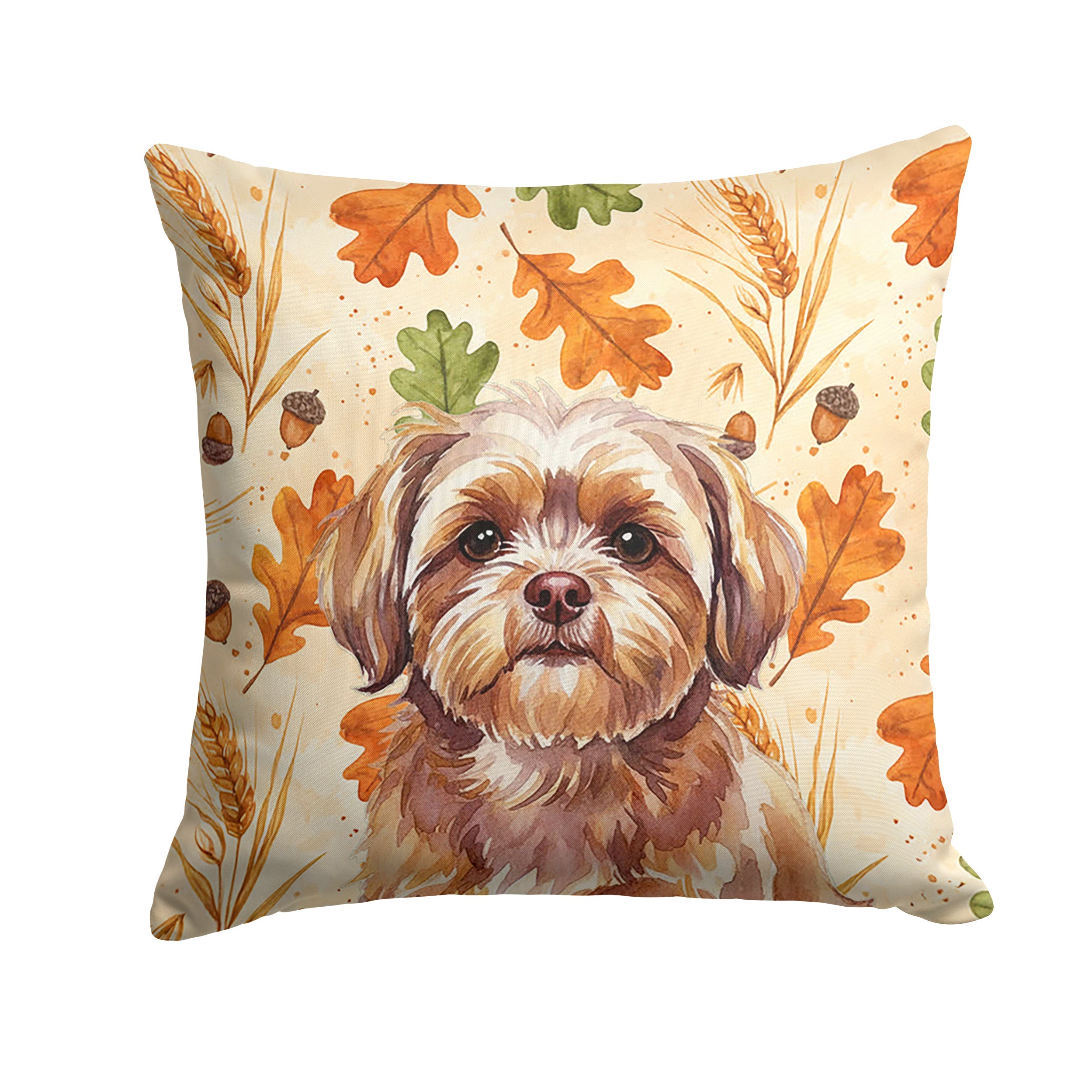 Liver Shih Tzu Heirloom Fall Decorative Throw Pillow 18x18 Indoor Outdoor Accent Cushion, Fabric Cover with Insert for Sofa, Bed, Porch & Living Room