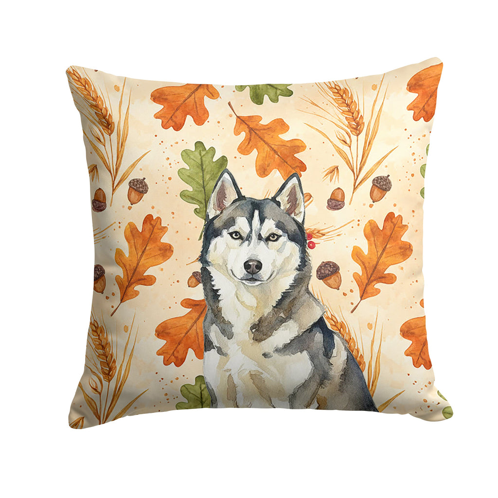 Agouti Siberian Husky Heirloom Fall Decorative Throw Pillow 14x14 Indoor Outdoor Accent Cushion, Fabric Cover with Insert for Sofa, Bed, Porch & Living Room