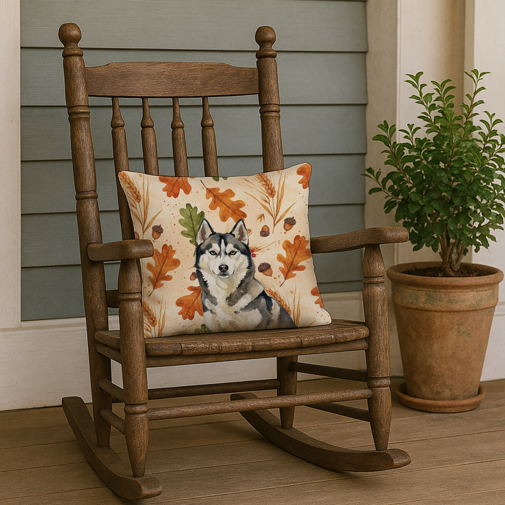 Agouti Siberian Husky Heirloom Fall Decorative Throw Pillow 18x18 Indoor Outdoor Accent Cushion, Fabric Cover with Insert for Sofa, Bed, Porch & Living Room