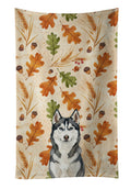 Siberian Husky Heirloom Fall Kitchen Towel Velour Plush Front and Cotton Loop Back Machine Washable