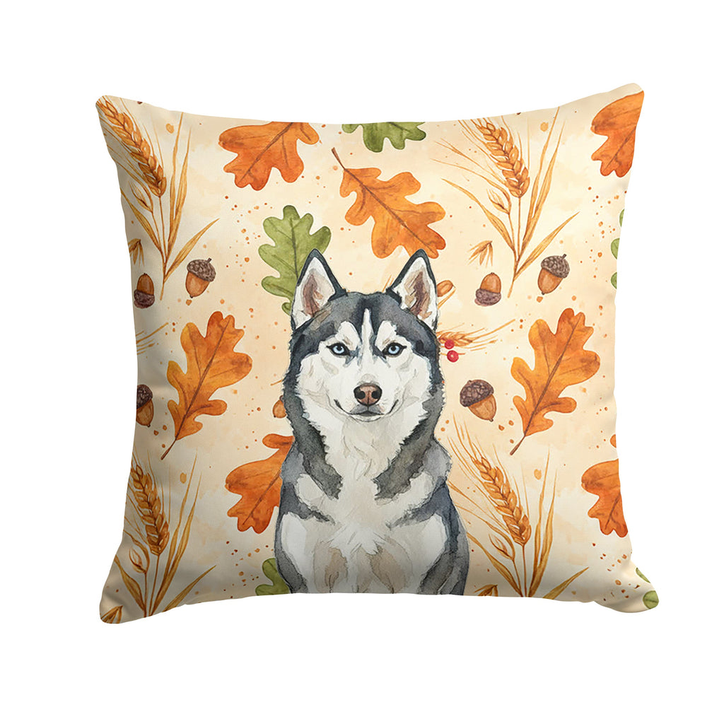 Siberian Husky Heirloom Fall Decorative Throw Pillow 14x14 Indoor Outdoor Accent Cushion, Fabric Cover with Insert for Sofa, Bed, Porch & Living Room