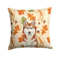 Red and White Siberian Husky Heirloom Fall Decorative Throw Pillow 14x14 Indoor Outdoor Accent Cushion, Fabric Cover with Insert for Sofa, Bed, Porch & Living Room