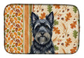Black Skye Terrier Heirloom Fall Dish Drying Mat Absorbent Dish Drying Mat Pad for Kitchen Counter Dish Drainer Mat for Countertop, 14 x 21", Multicolor