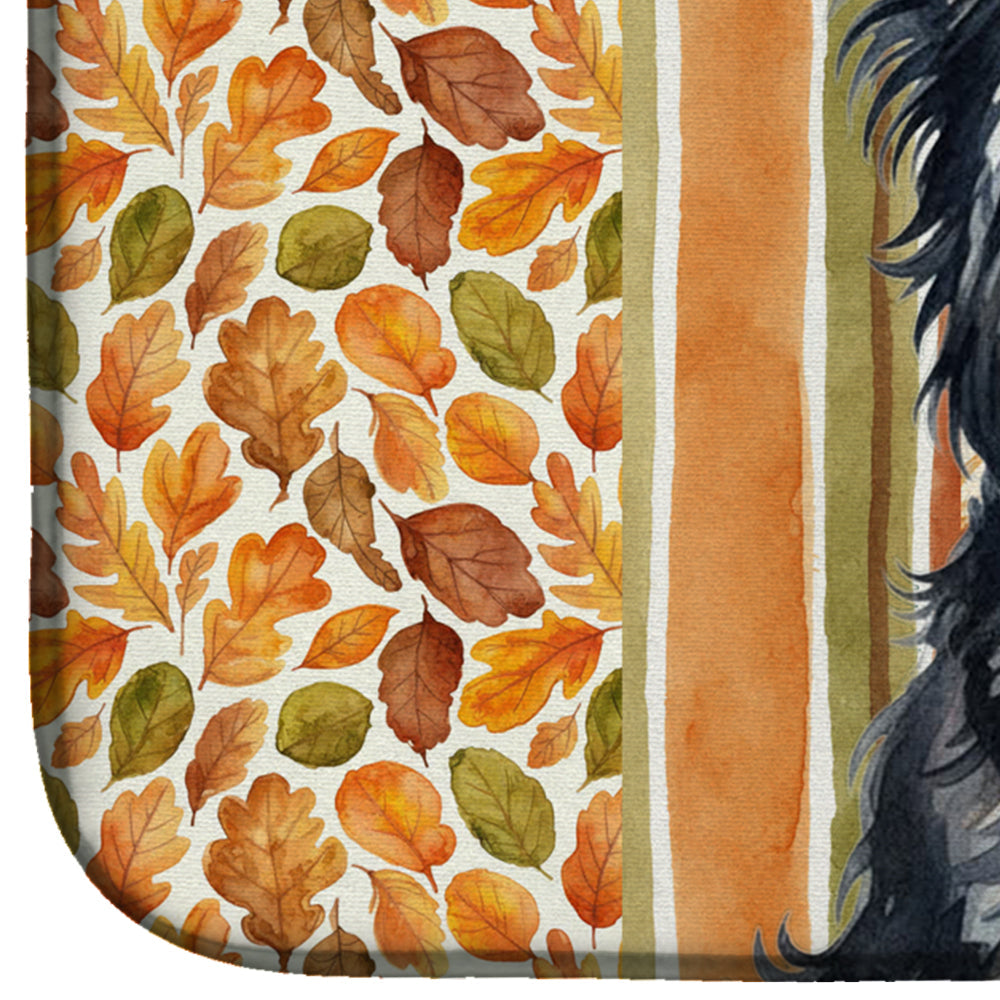 Black Skye Terrier Heirloom Fall Dish Drying Mat Absorbent Dish Drying Mat Pad for Kitchen Counter Dish Drainer Mat for Countertop, 14 x 21", Multicolor