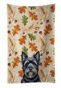 Black Skye Terrier Heirloom Fall Kitchen Towel Velour Plush Front and Cotton Loop Back Machine Washable
