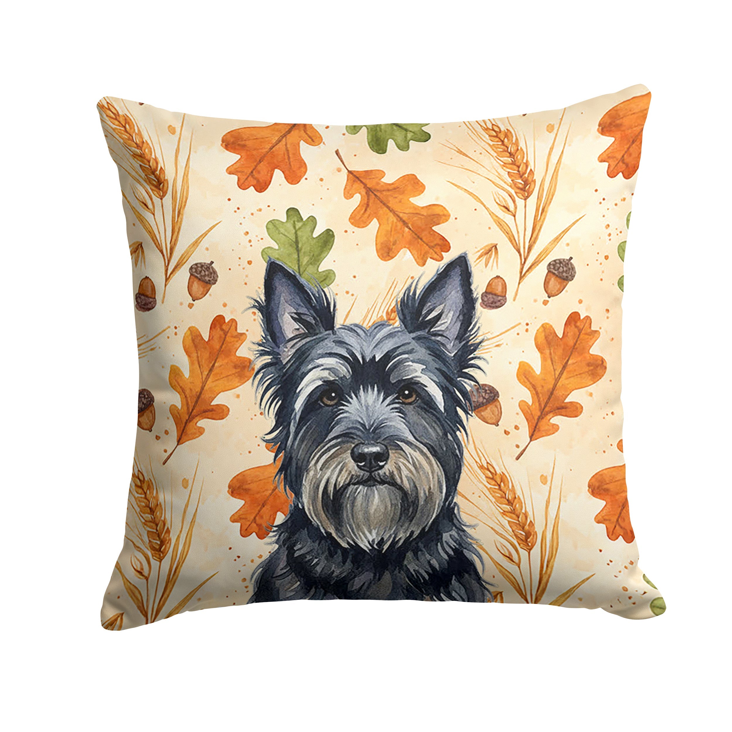 Black Skye Terrier Heirloom Fall Decorative Throw Pillow 18x18 Indoor Outdoor Accent Cushion, Fabric Cover with Insert for Sofa, Bed, Porch & Living Room