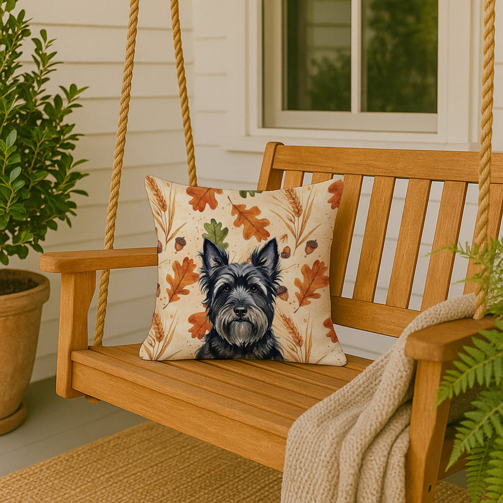 Black Skye Terrier Heirloom Fall Decorative Throw Pillow 18x18 Indoor Outdoor Accent Cushion, Fabric Cover with Insert for Sofa, Bed, Porch & Living Room