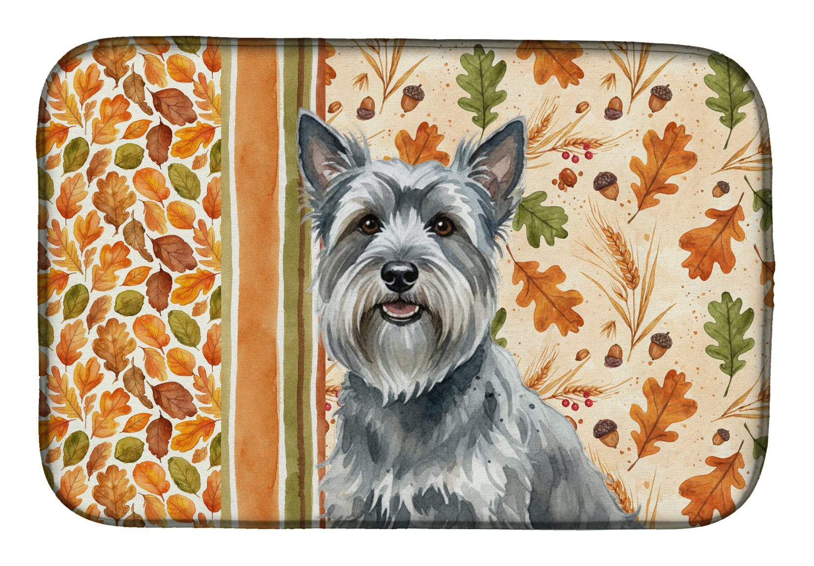 Gray Skye Terrier Heirloom Fall Dish Drying Mat Absorbent Dish Drying Mat Pad for Kitchen Counter Dish Drainer Mat for Countertop, 14 x 21", Multicolor