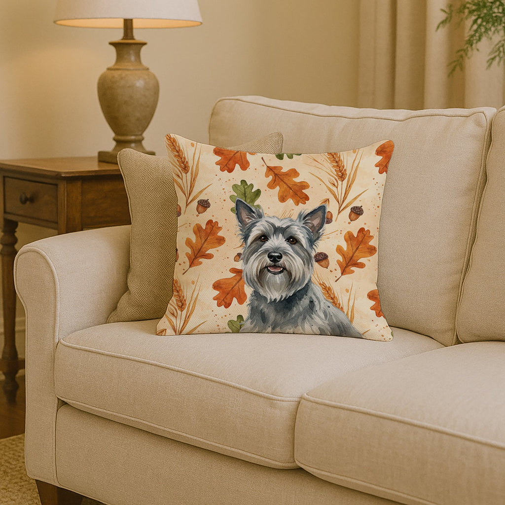 Gray Skye Terrier Heirloom Fall Decorative Throw Pillow 14x14 Indoor Outdoor Accent Cushion, Fabric Cover with Insert for Sofa, Bed, Porch & Living Room