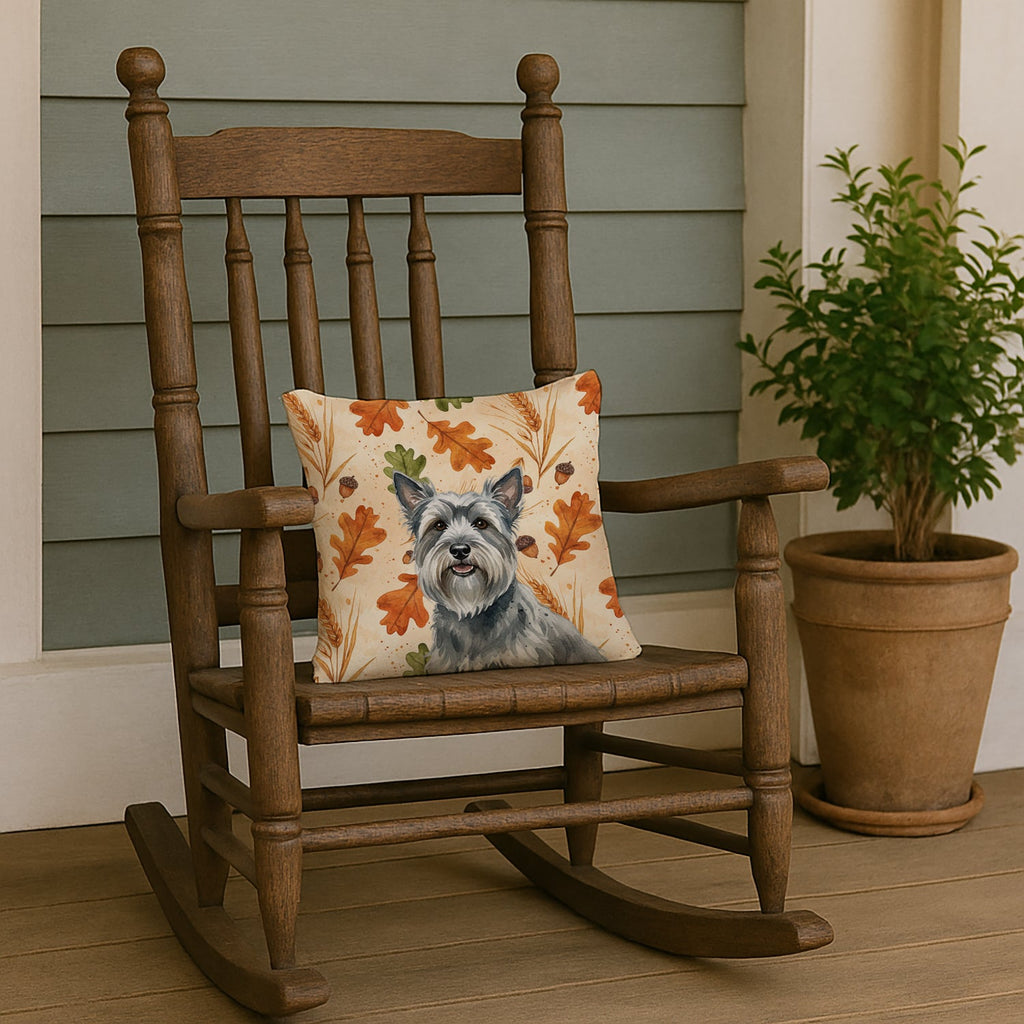 Gray Skye Terrier Heirloom Fall Decorative Throw Pillow 14x14 Indoor Outdoor Accent Cushion, Fabric Cover with Insert for Sofa, Bed, Porch & Living Room