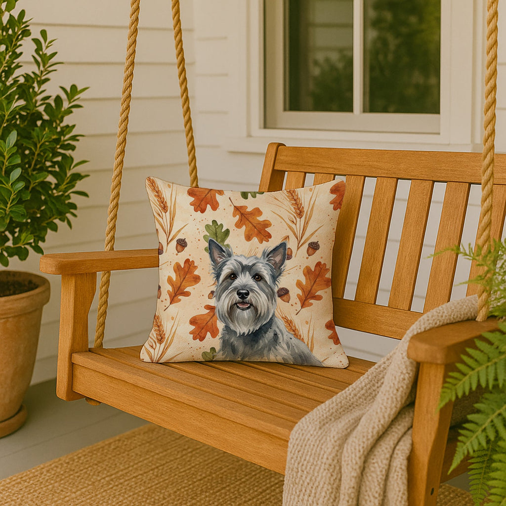Gray Skye Terrier Heirloom Fall Decorative Throw Pillow 18x18 Indoor Outdoor Accent Cushion, Fabric Cover with Insert for Sofa, Bed, Porch & Living Room