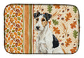 Smooth Fox Terrier Heirloom Fall Dish Drying Mat Absorbent Dish Drying Mat Pad for Kitchen Counter Dish Drainer Mat for Countertop, 14 x 21", Multicolor