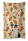 Smooth Fox Terrier Heirloom Fall Kitchen Towel Velour Plush Front and Cotton Loop Back Machine Washable