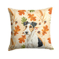 Smooth Fox Terrier Heirloom Fall Decorative Throw Pillow 18x18 Indoor Outdoor Accent Cushion, Fabric Cover with Insert for Sofa, Bed, Porch & Living Room