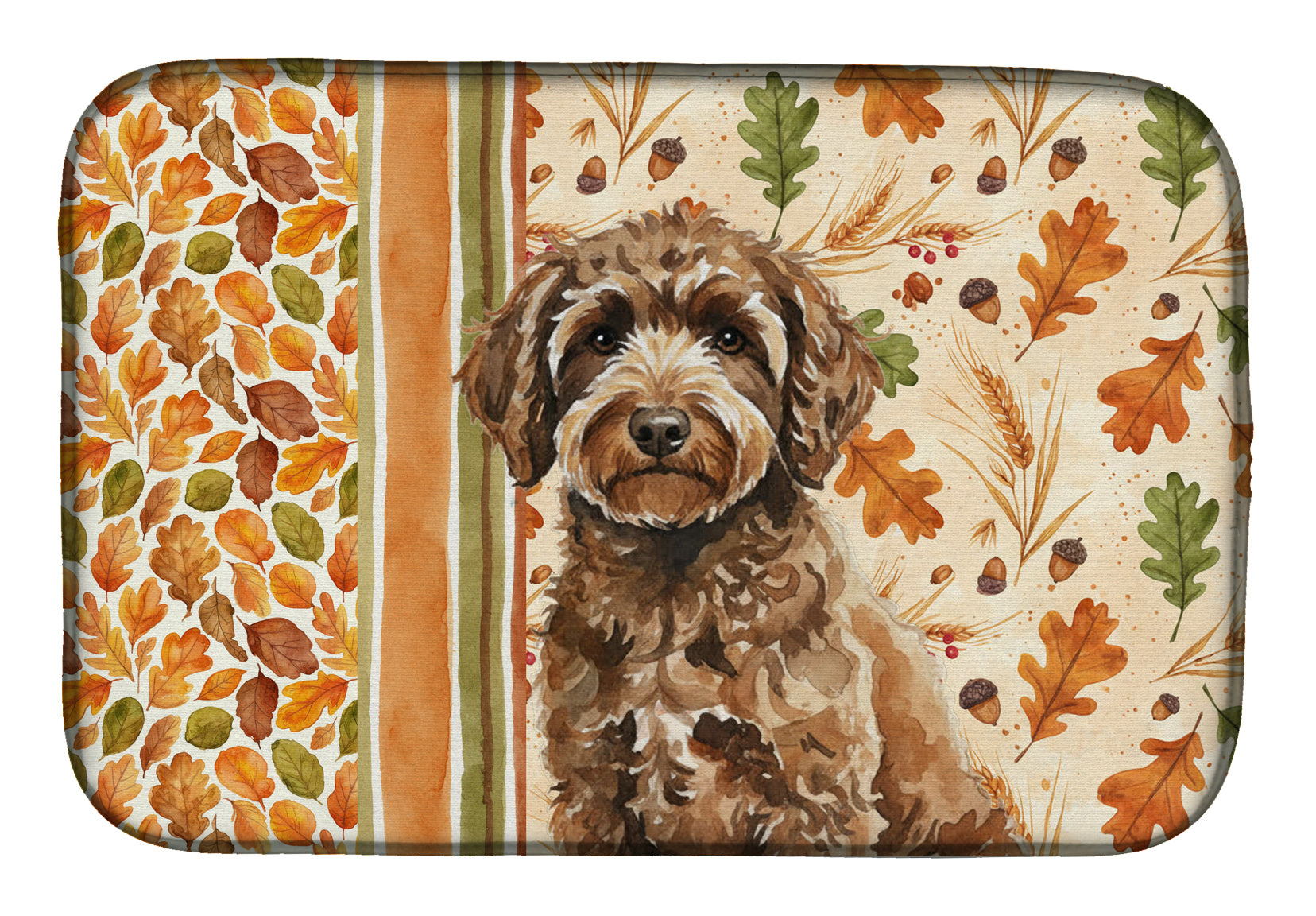 Spanish Water Dog Heirloom Fall Dish Drying Mat Absorbent Dish Drying Mat Pad for Kitchen Counter Dish Drainer Mat for Countertop, 14 x 21", Multicolor
