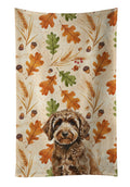 Spanish Water Dog Heirloom Fall Kitchen Towel Velour Plush Front and Cotton Loop Back Machine Washable
