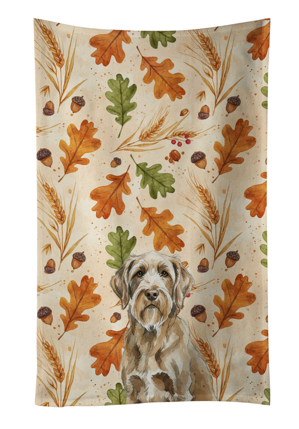 Spinone Italiano Heirloom Fall Kitchen Towel Velour Plush Front and Cotton Loop Back Machine Washable