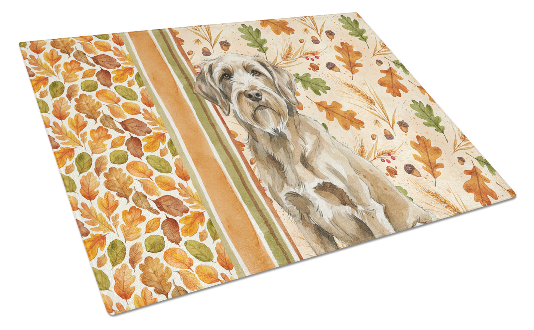 Spinone Italiano Heirloom Fall Cutting Board Tempered Glass Kitchen Cutting Surface, Heat Resistant Chopping, Non-Slip Feet, Food Prep & Serving