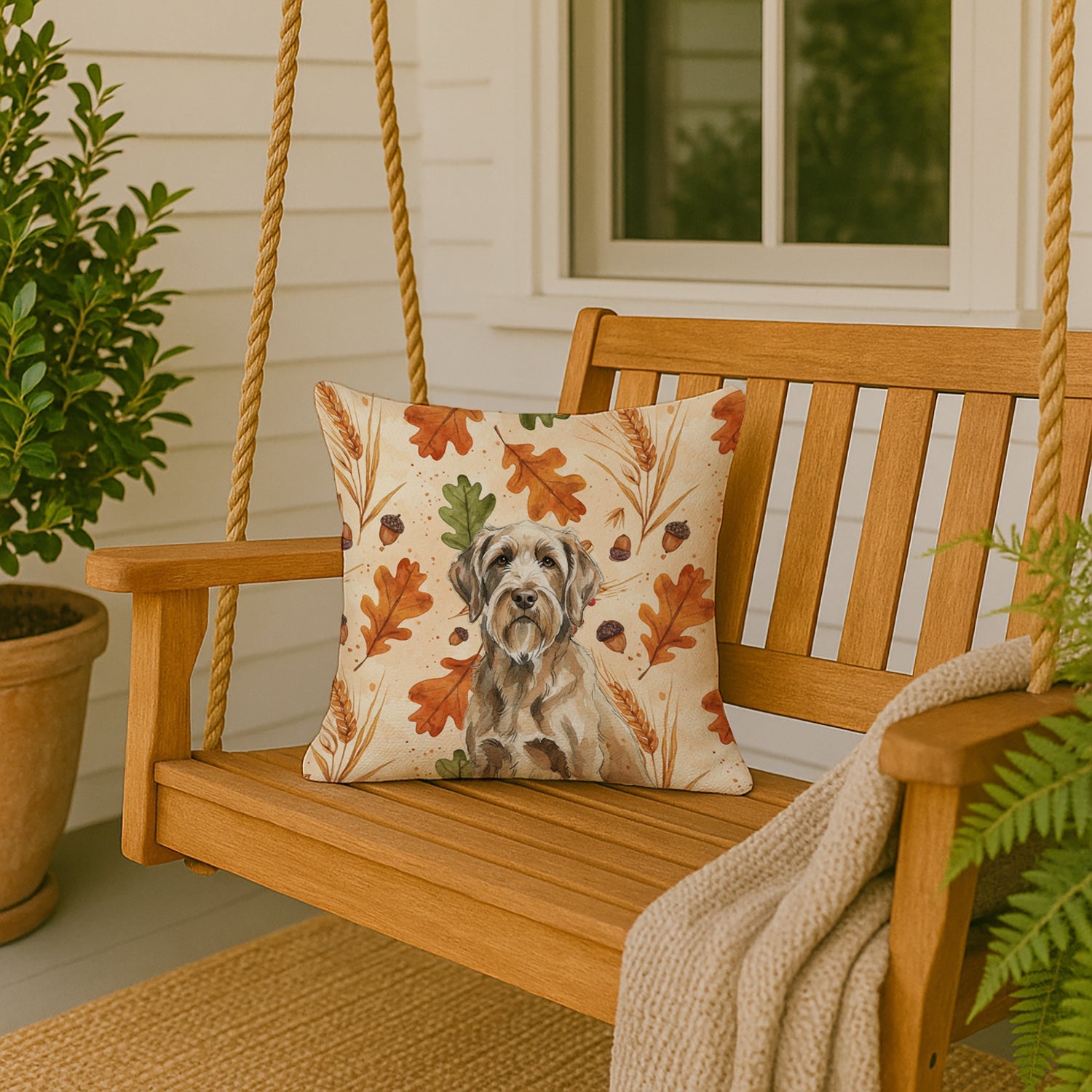Spinone Italiano Heirloom Fall Decorative Throw Pillow 18x18 Indoor Outdoor Accent Cushion, Fabric Cover with Insert for Sofa, Bed, Porch & Living Room