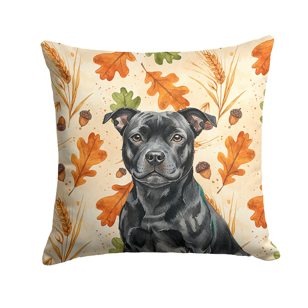 Black Staffordshire Bull Terrier Heirloom Fall Decorative Throw Pillow 18x18 Indoor Outdoor Accent Cushion, Fabric Cover with Insert for Sofa, Bed, Porch & Living Room