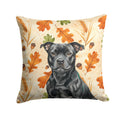 Black Staffordshire Bull Terrier Heirloom Fall Decorative Throw Pillow 18x18 Indoor Outdoor Accent Cushion, Fabric Cover with Insert for Sofa, Bed, Porch & Living Room