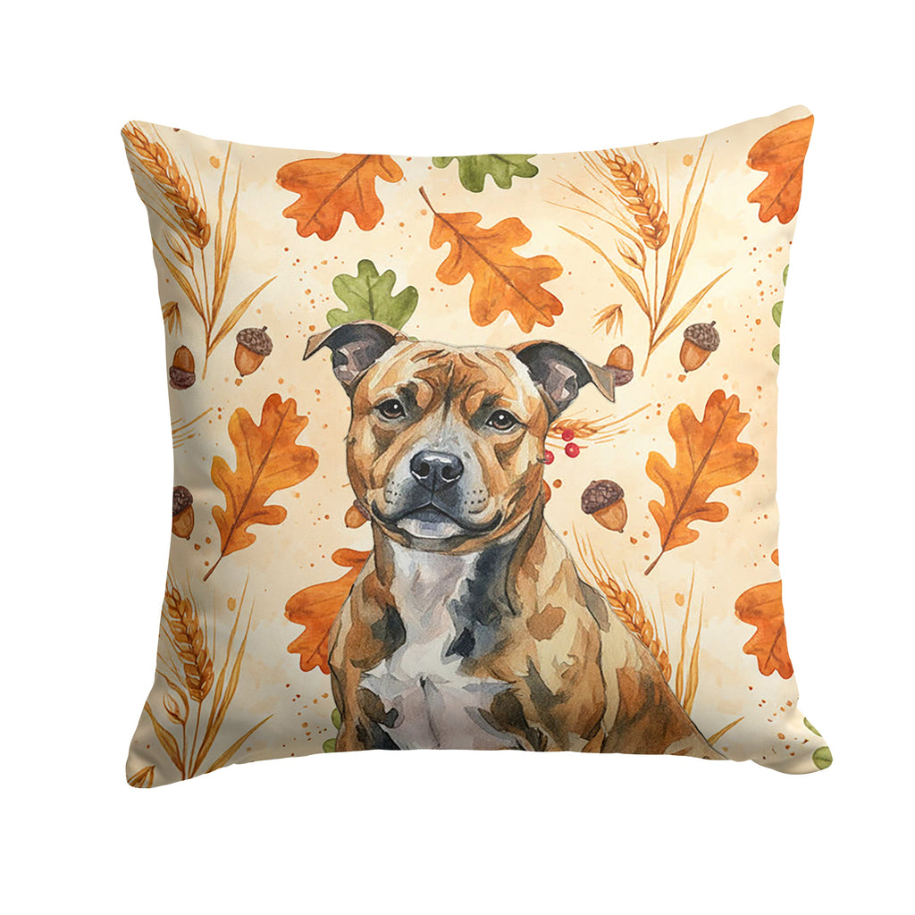 Brindle Staffordshire Bull Terrier Heirloom Fall Decorative Throw Pillow 18x18 Indoor Outdoor Accent Cushion, Fabric Cover with Insert for Sofa, Bed, Porch & Living Room