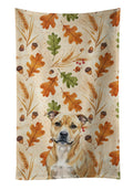 Fawn Staffordshire Bull Terrier Heirloom Fall Kitchen Towel Velour Plush Front and Cotton Loop Back Machine Washable