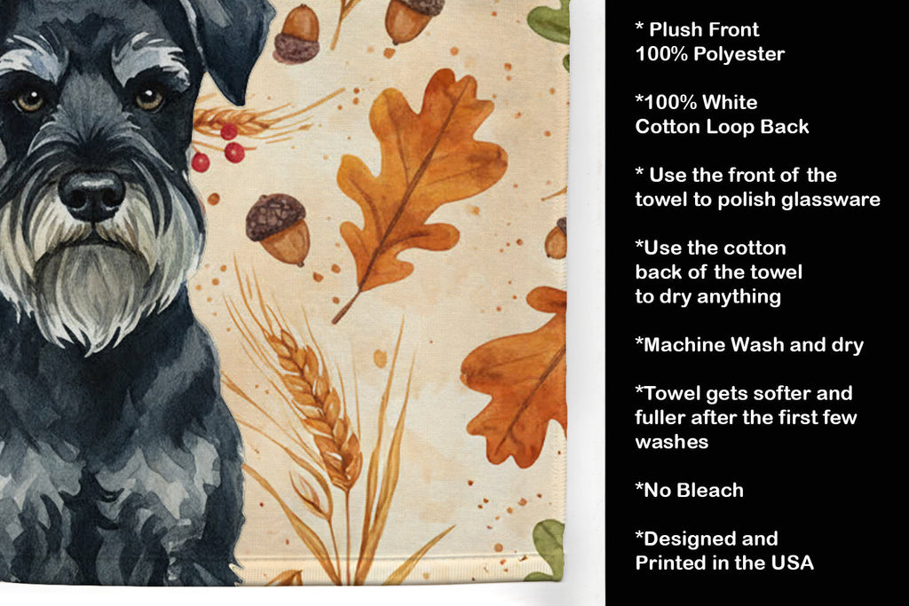 Standard Schnauzer Heirloom Fall Kitchen Towel Velour Plush Front and Cotton Loop Back Machine Washable