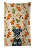 Standard Schnauzer Heirloom Fall Kitchen Towel Velour Plush Front and Cotton Loop Back Machine Washable