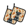 Standard Schnauzer Heirloom Fall Pot Holder Set of 2 Heat Resistant Quilted Hot Pads 7.5 x 7.5 Inch, Insulated Kitchen Trivets for Cooking & Baking